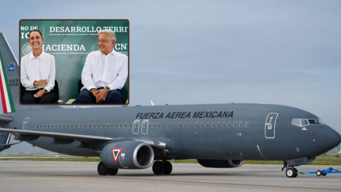 amlo y sheinbaum viajan juntos en avion de la fuerza aerea mexicana El Tecolote Diario